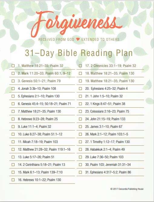 Forgiveness 31-Day Bible Reading Plan